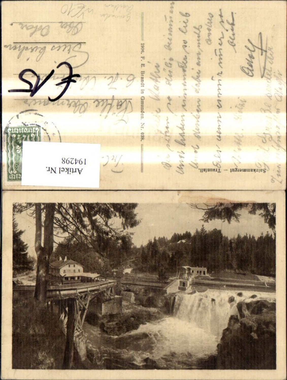 194298,Traunfall Salzkammergut Roitham Steyrermühl Gmunden Wasserfall pub F. E. Brandt 038