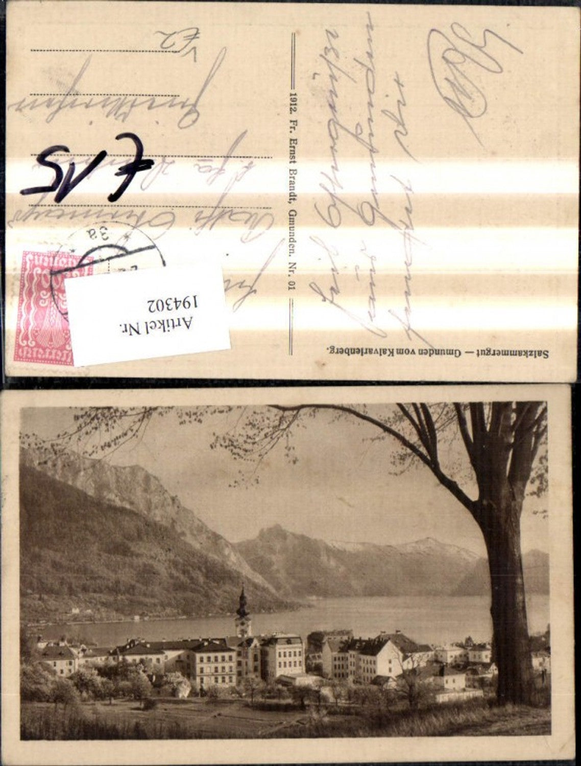 194302,Gmunden v. Kalvarienberg Salzkammergut pub F. E. Brandt 01