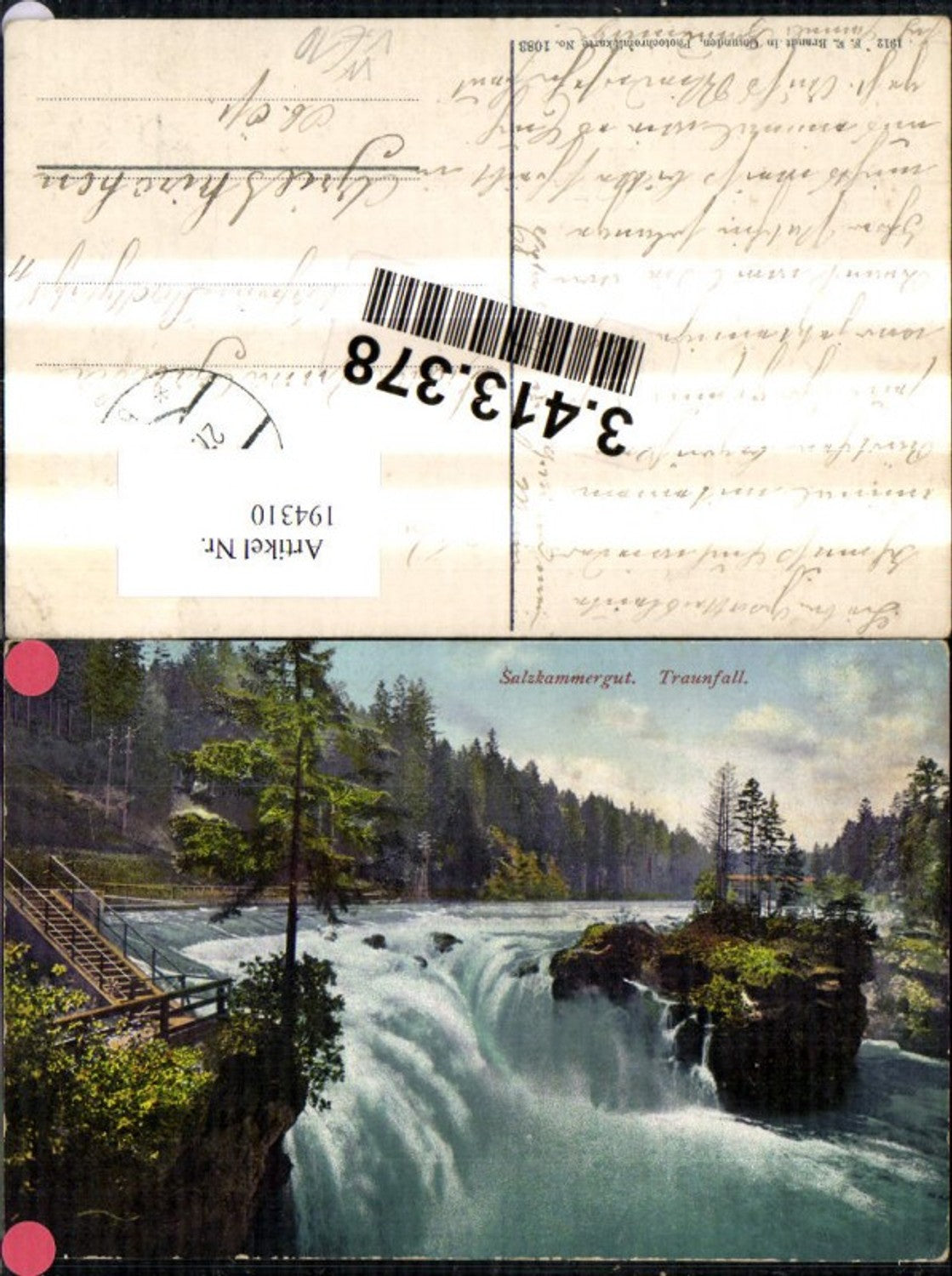 194310,Traunfall Salzkammergut Roitham Steyrermühl Wasserfall pub F. E. Brandt 1083