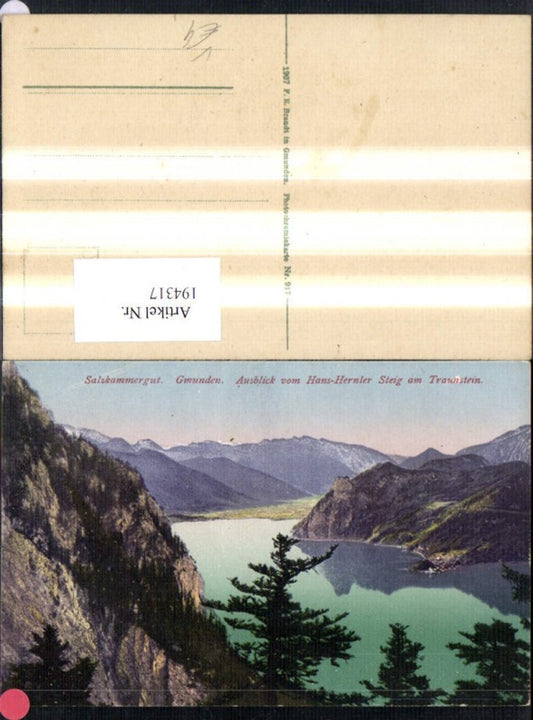 194317,Gmunden Ausblick v. Hans Hernler Steig a. Traunstein Salzkammergut pub F. E. Brandt 917