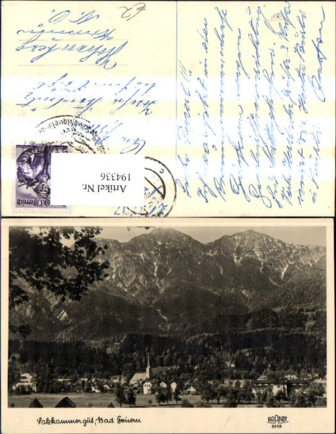 194336,Foto Ak Bad Goisern Salzkammergut pub F. E. Brandt 9703