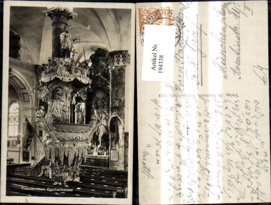 194338,Traunkirchen Inneres d. Kirche Fischerkanzel Kanzel Salzkammergut Traunsee