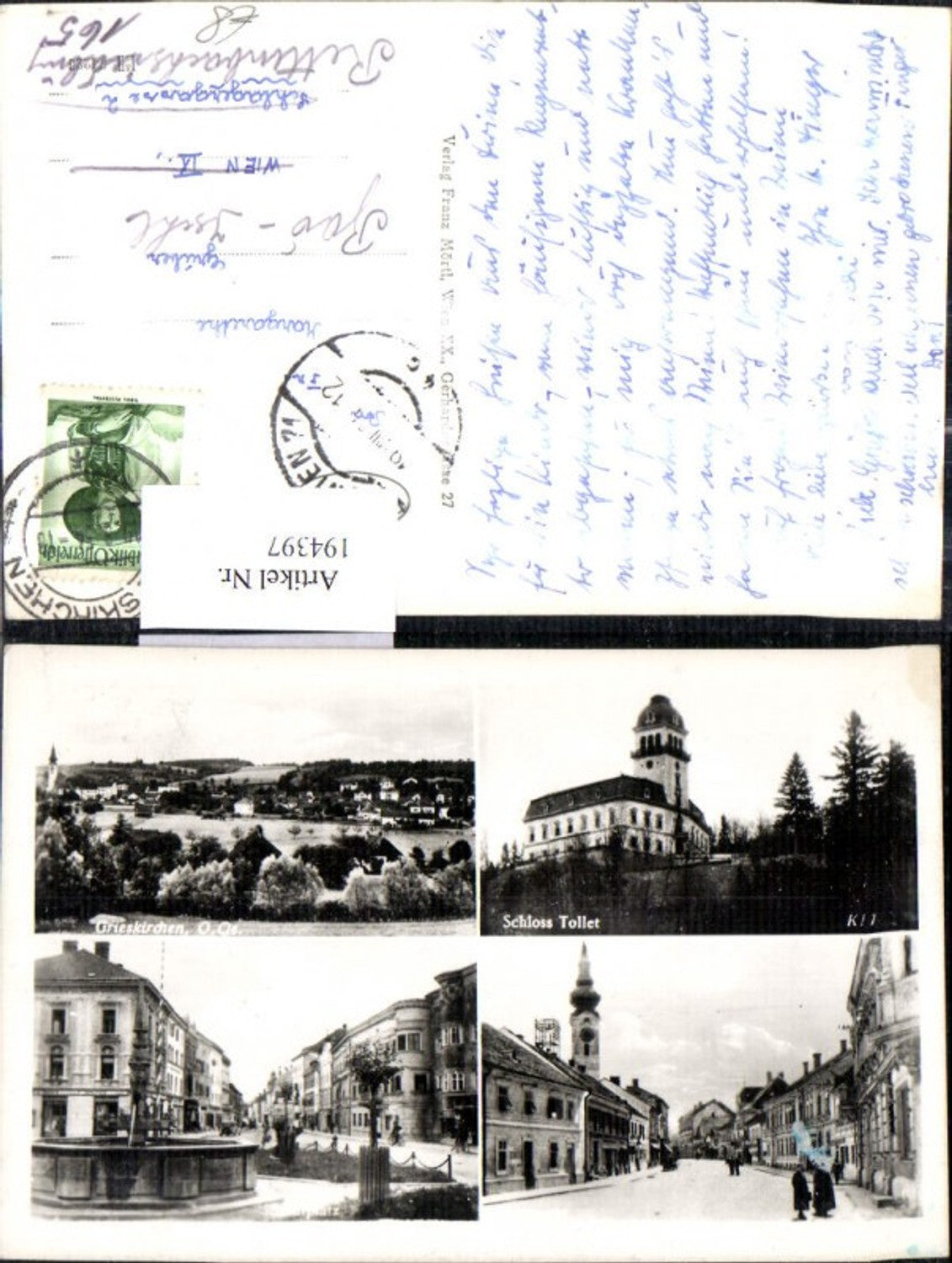 194397,Grieskirchen Totale Schloss Tollet Stadtplatz Straßenansicht Mehrbildkarte