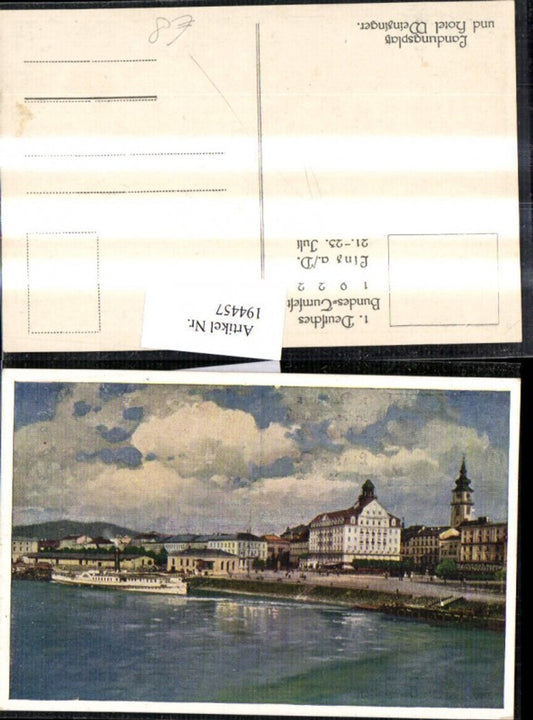194457,Linz Landungsplatz u. Hotel Weinzinger Dampfer pub Deutsches Bundes-Turnfest