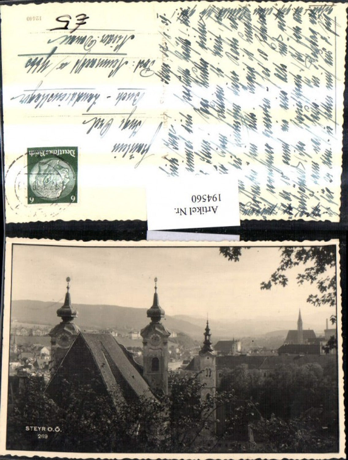 194560,Steyr Teilansicht Kirchenturm