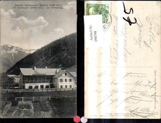 194748,Gasthof Hohenwarter b. Mallnitz m. Korntauern u. Römerweg