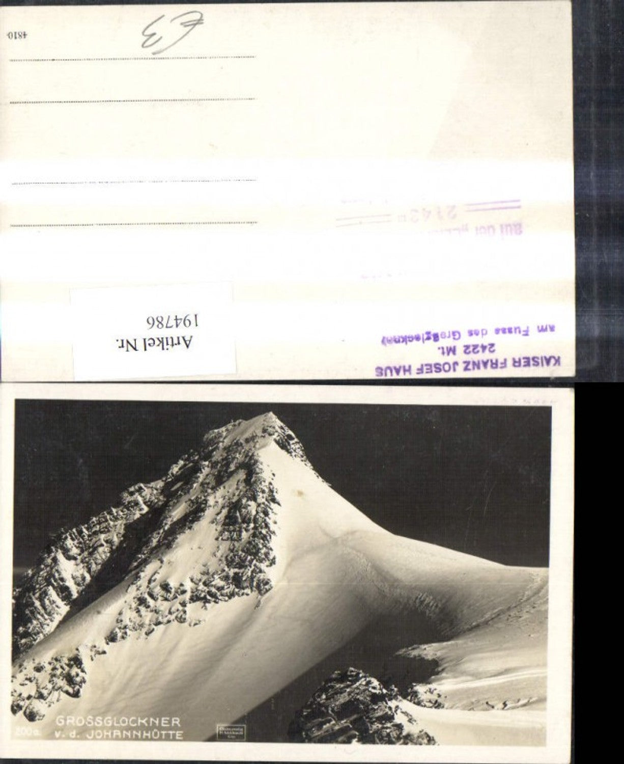 194786,Großglockner v. d. Johannhütte Heiligenblut Gipfelansicht Großglochner Hochalpenstrasse