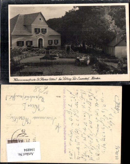 194894,Foto Ak Pension St Florian b. Pölling Post Launsdorf Bahnpost Zug 129 Villach Salzburg