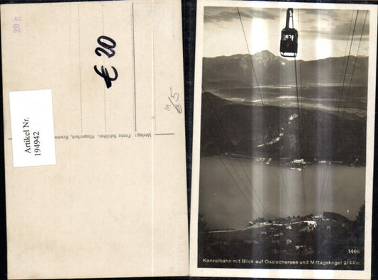 194942,Kanzelbahn m. Blick auf Ossiachersee See u. Mittagskogel b. Villach Seilschwebebahn