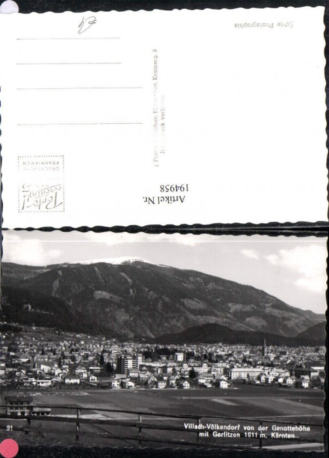 194958,Villach-Völkendorf Totale v. d. Genottehöhe m. Gerlitzen