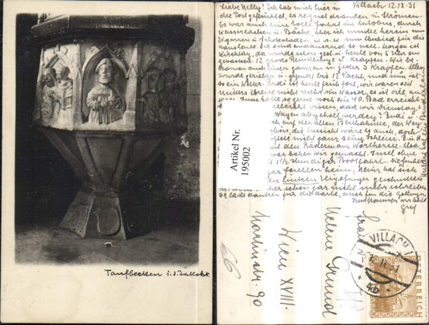 195002,Villach Taufbecken in der Jakobskirche Kirche