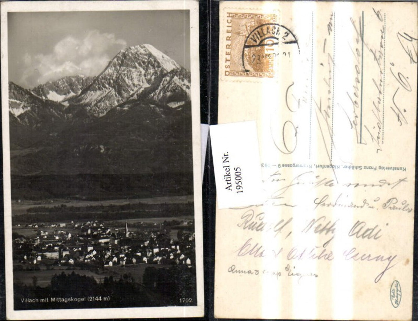 195005,Villach Teilansicht m. Mittagskogel