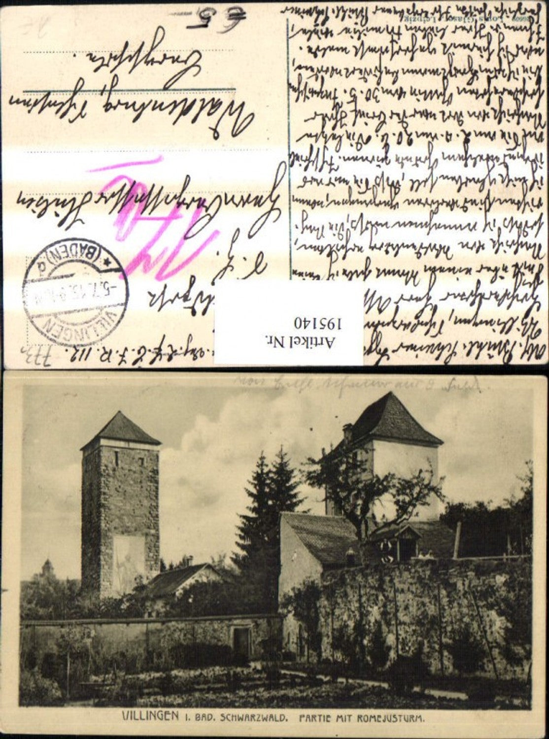 195140,Villingen im Schwarzwald Partie m. Romejusturm Turm