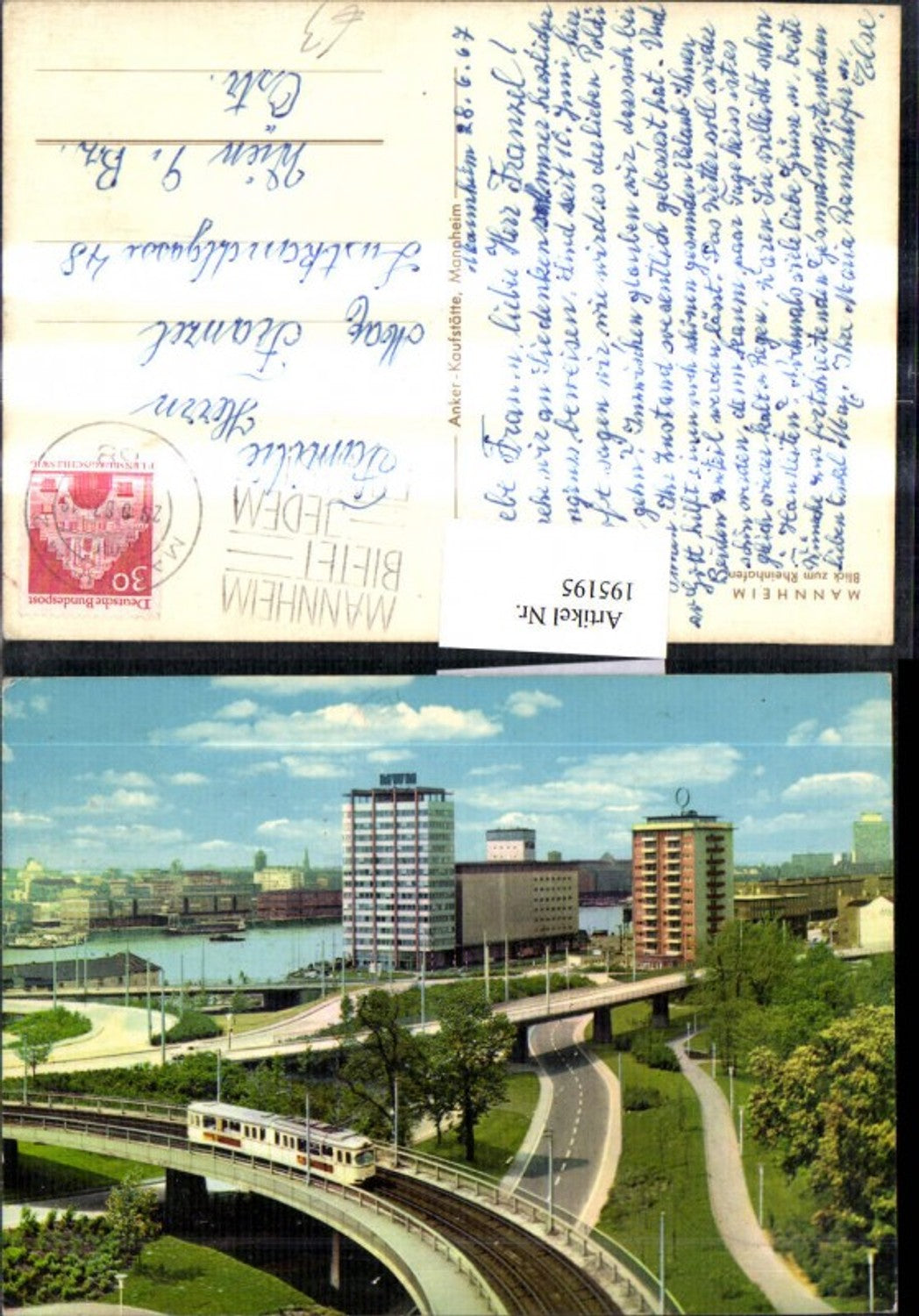 195195,Mannheim Blick zum Rheinhafen Brücken Straßenbahn