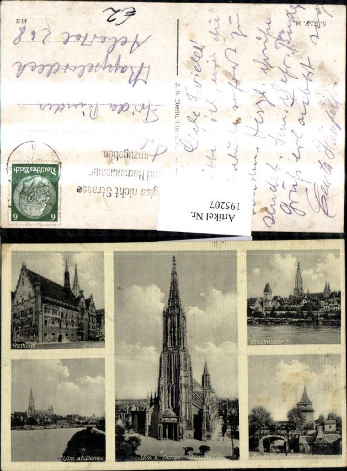 195207,Ulm a. d. Donau Münster Rathaus Stadtmauer Zundeltor Mehrbildkarte