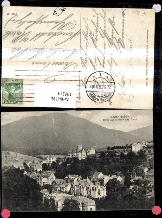 195214, Baden-Baden Partial view View of Mercury and railway