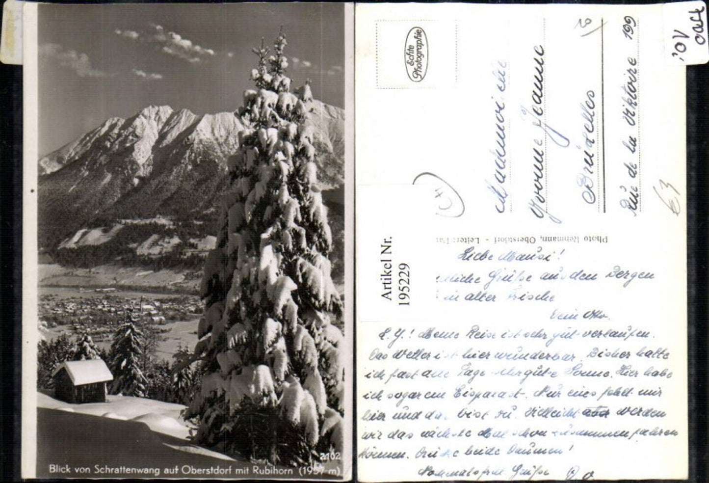 195229,Blick v. Schrattenwang auf Oberstdorf m. Rubihorn Winterbild