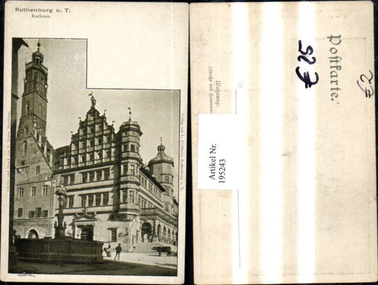 195243,Rothenburg ob der Tauber Rathaus Brunnen