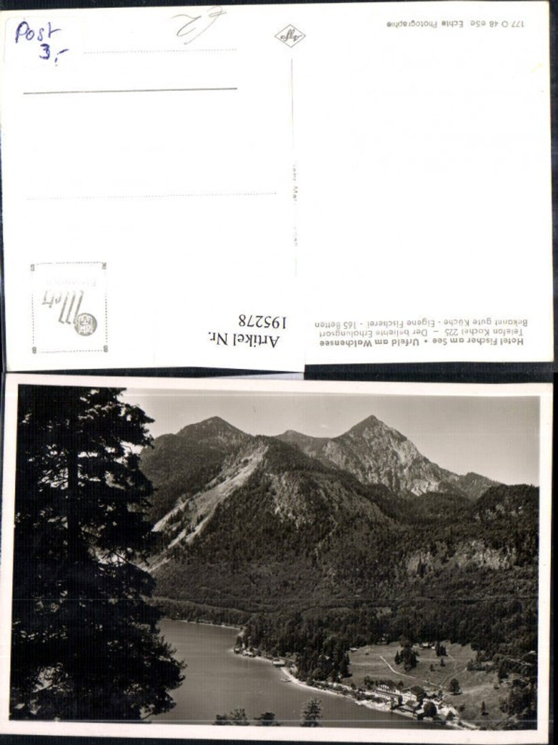 195278,Urfeld a. Walchensee Hotel Fischer a. See Foto Ak