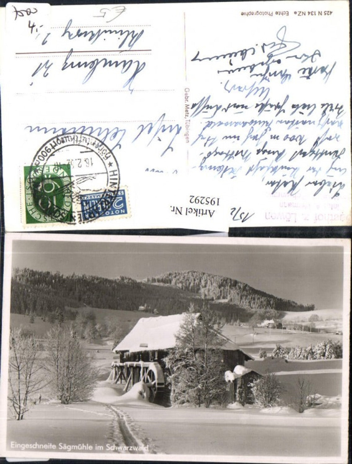 195292,Eingeschneite Sägmühle i. Schwarzwald Winter Mühle Foto Ak