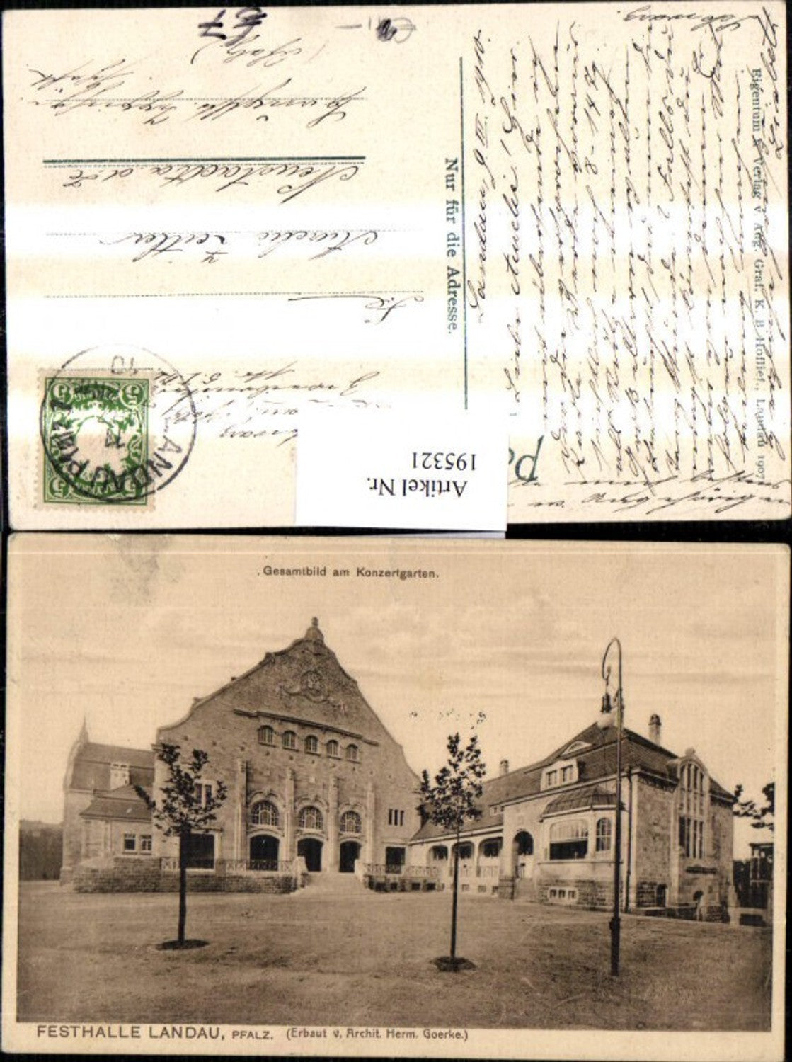 195321,Landau Pfalz Gesamtbild a. Konzertgarten Festhalle