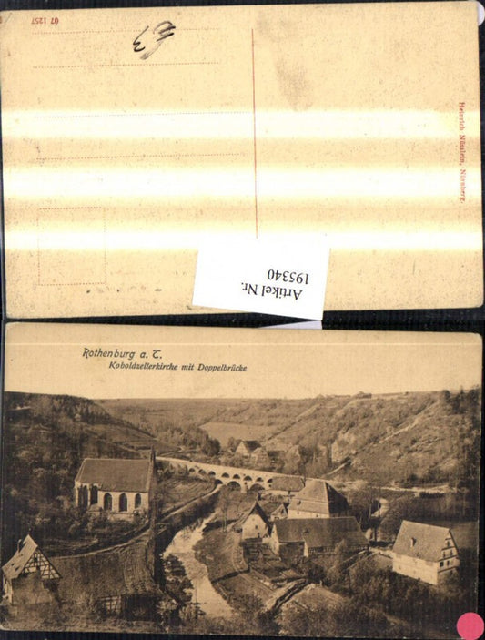 195340,Rothenburg a. Tauber Koboldzellerkirche m. Doppelbrücke Brücke