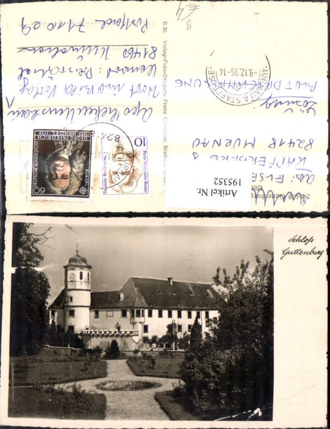 195352,Schloß Guttenburg Kraiburg a. Inn Bahnpost Murnau a. Staffelsee