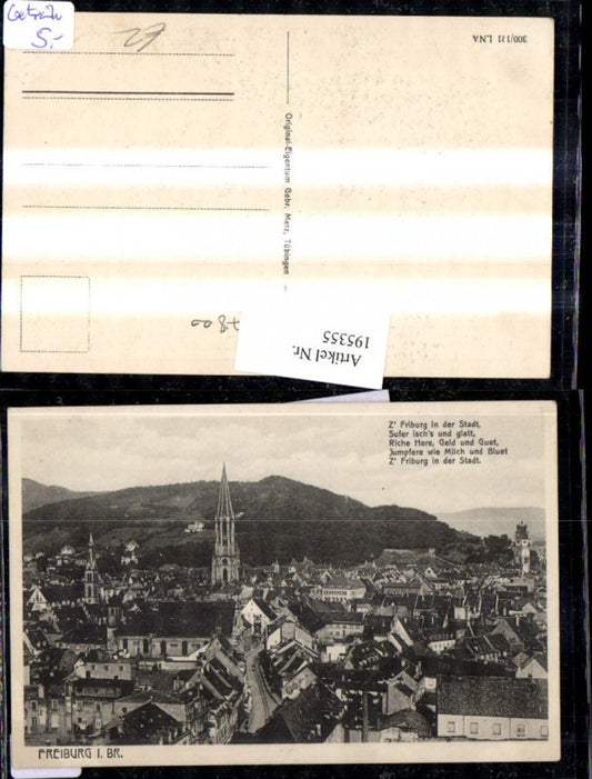195355, Freiburg im Breisgau, partial view with Münster church, saying/text