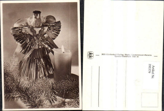 195379, SOS Children's Village Angel, handcrafted candle, fir branch