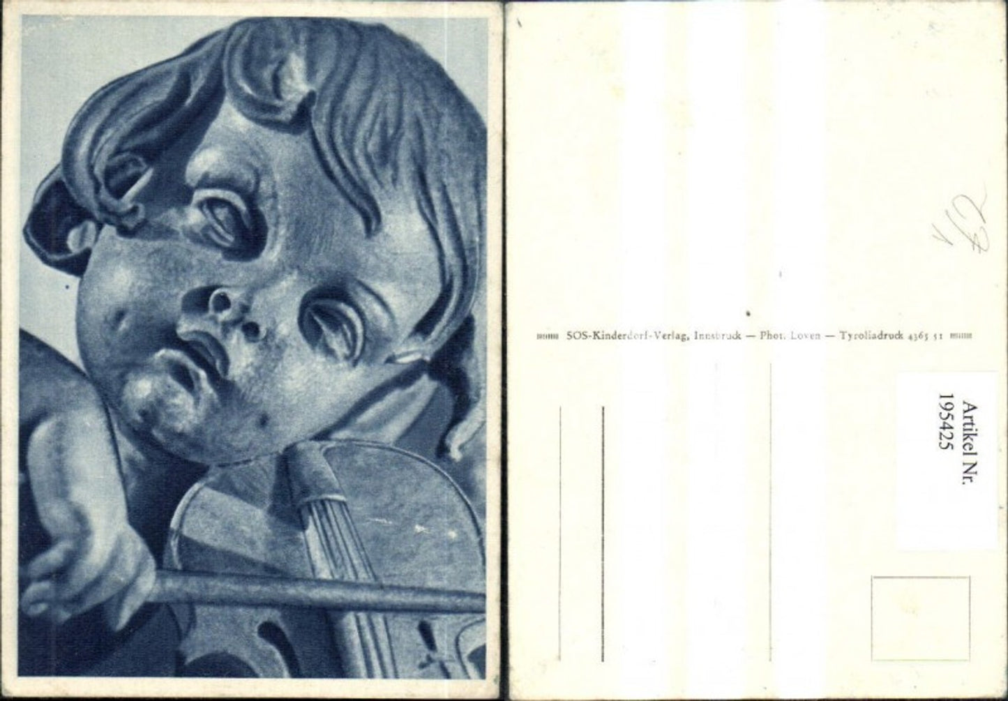 195425,SOS Kinderdorf Engel Kind m. Geige Statue