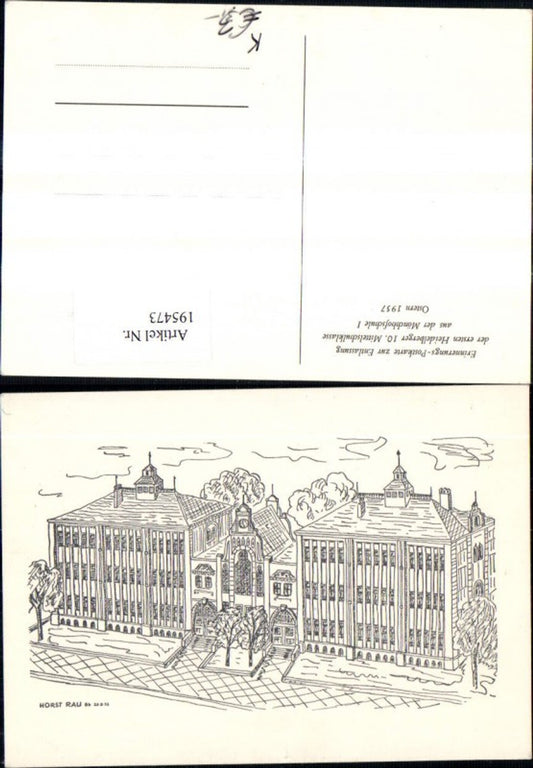 195473, Artist Ak Horst Rau, Commemorative School Leaving Certificate, Heidelberg, 10th Grade, Mönchhof School, Easter 1957