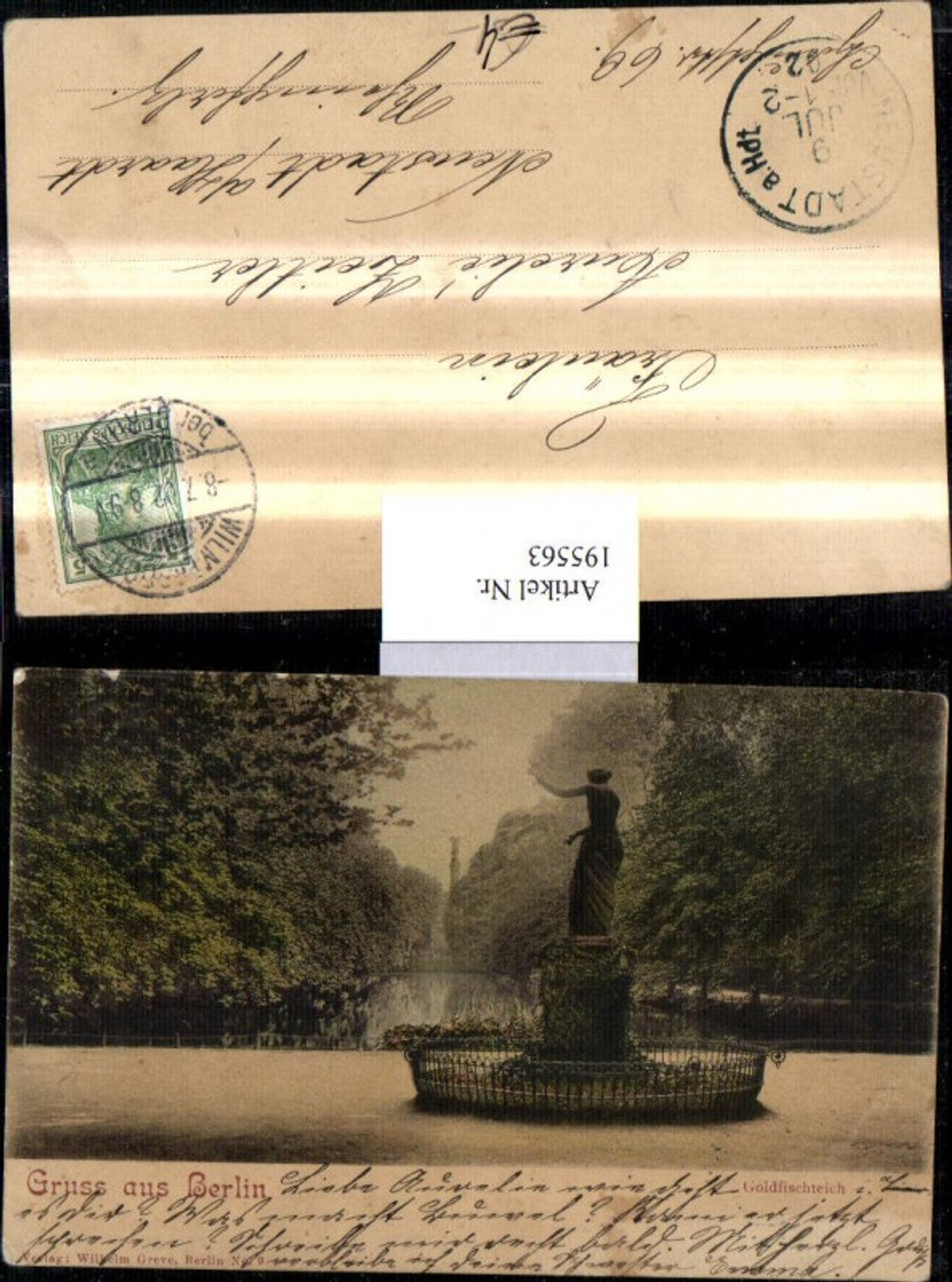 195563,Gruß aus Berlin Goldfischteich Statue