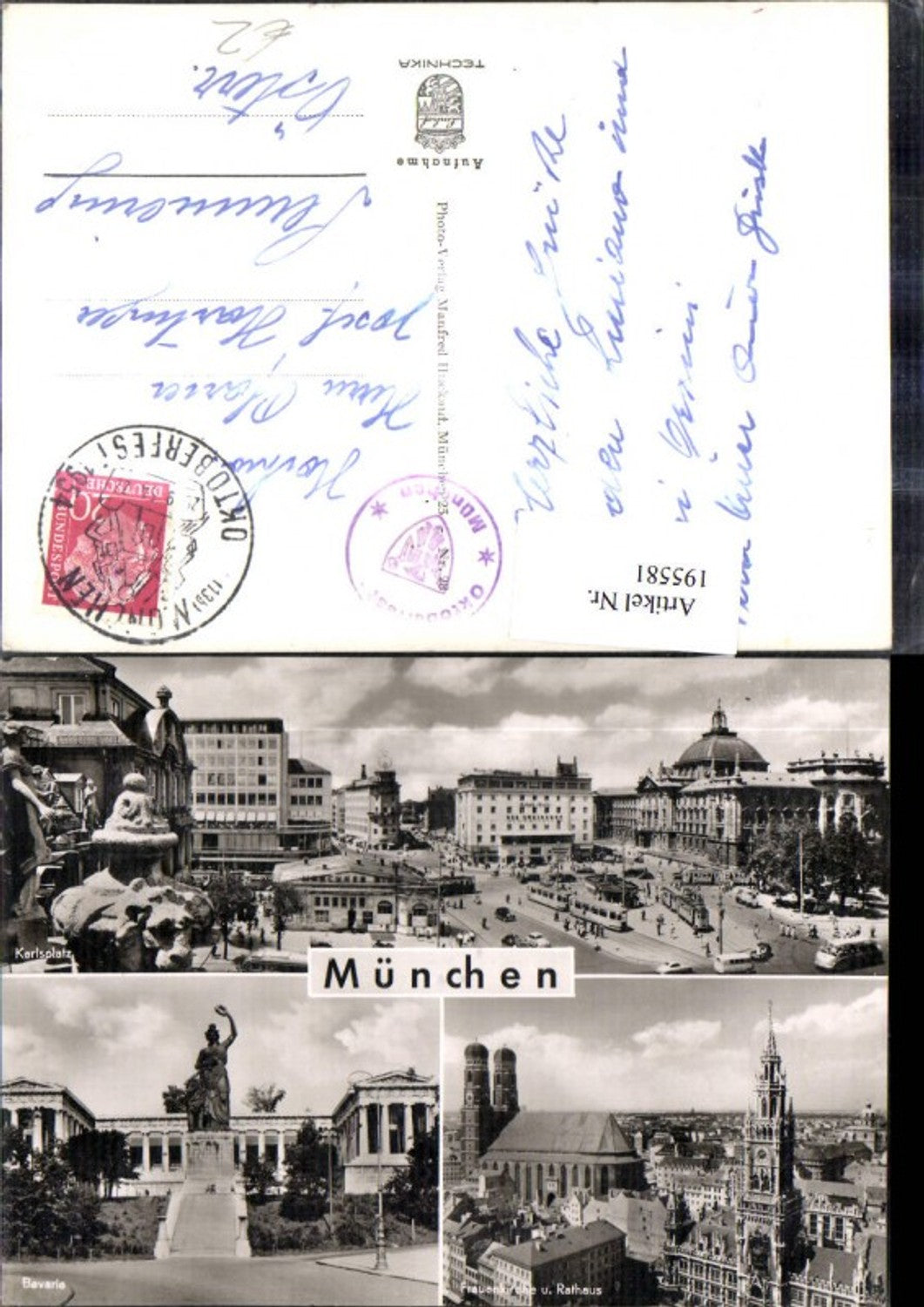 195581,München Karlsplatz Bavaria Frauenkirche u. Rathaus Mehrbildkarte