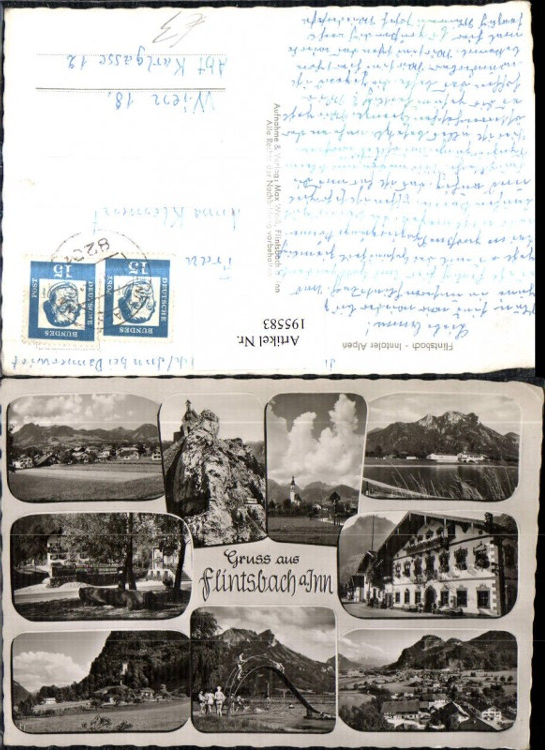 195583,Gruß aus Flintsbach a. Inn Totale Freibad Rutsche Kapelle Hausansicht Mehrbildkarte