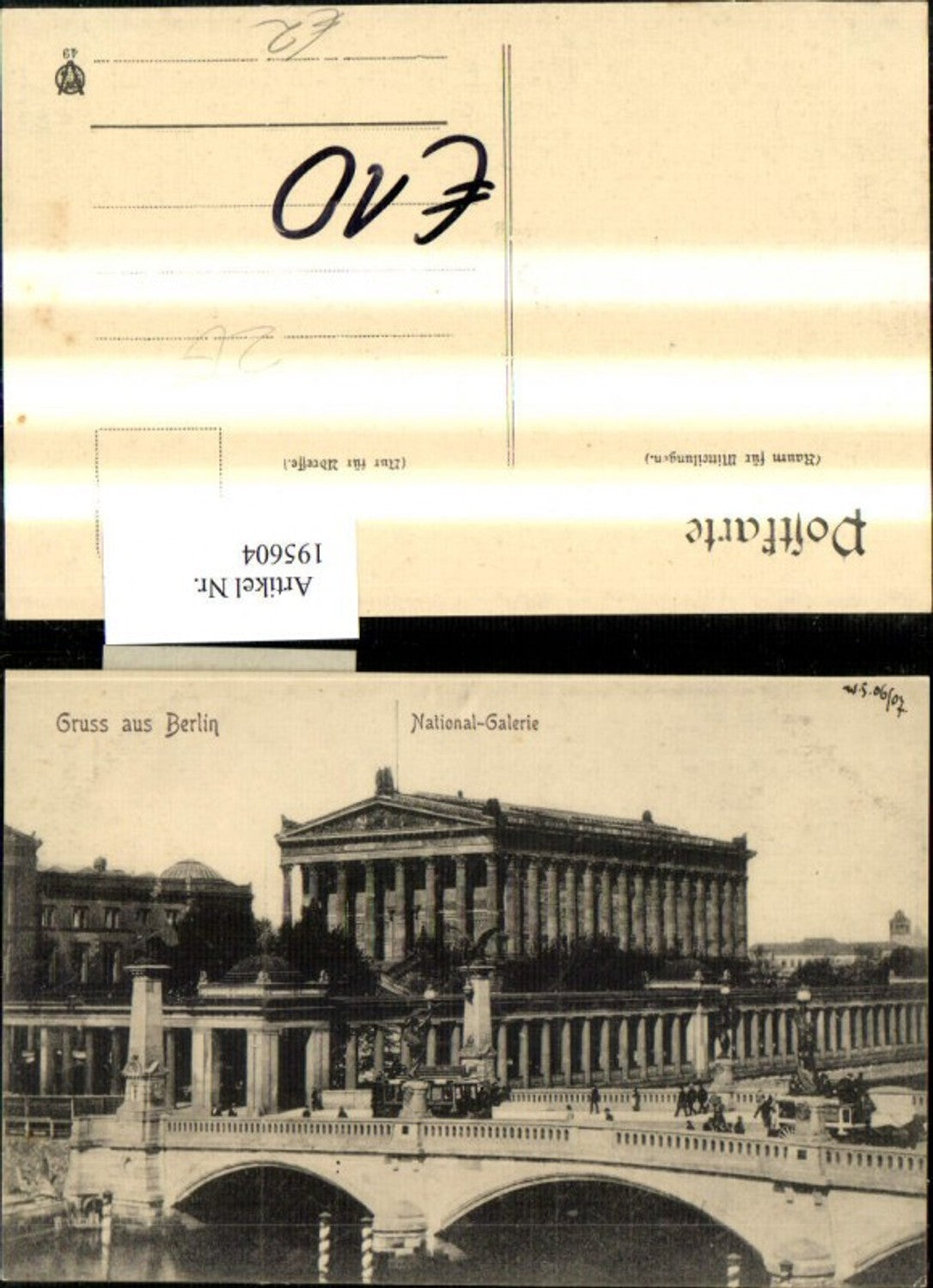 195604,Gruß aus Berlin National-Galerie Säulen Brücke