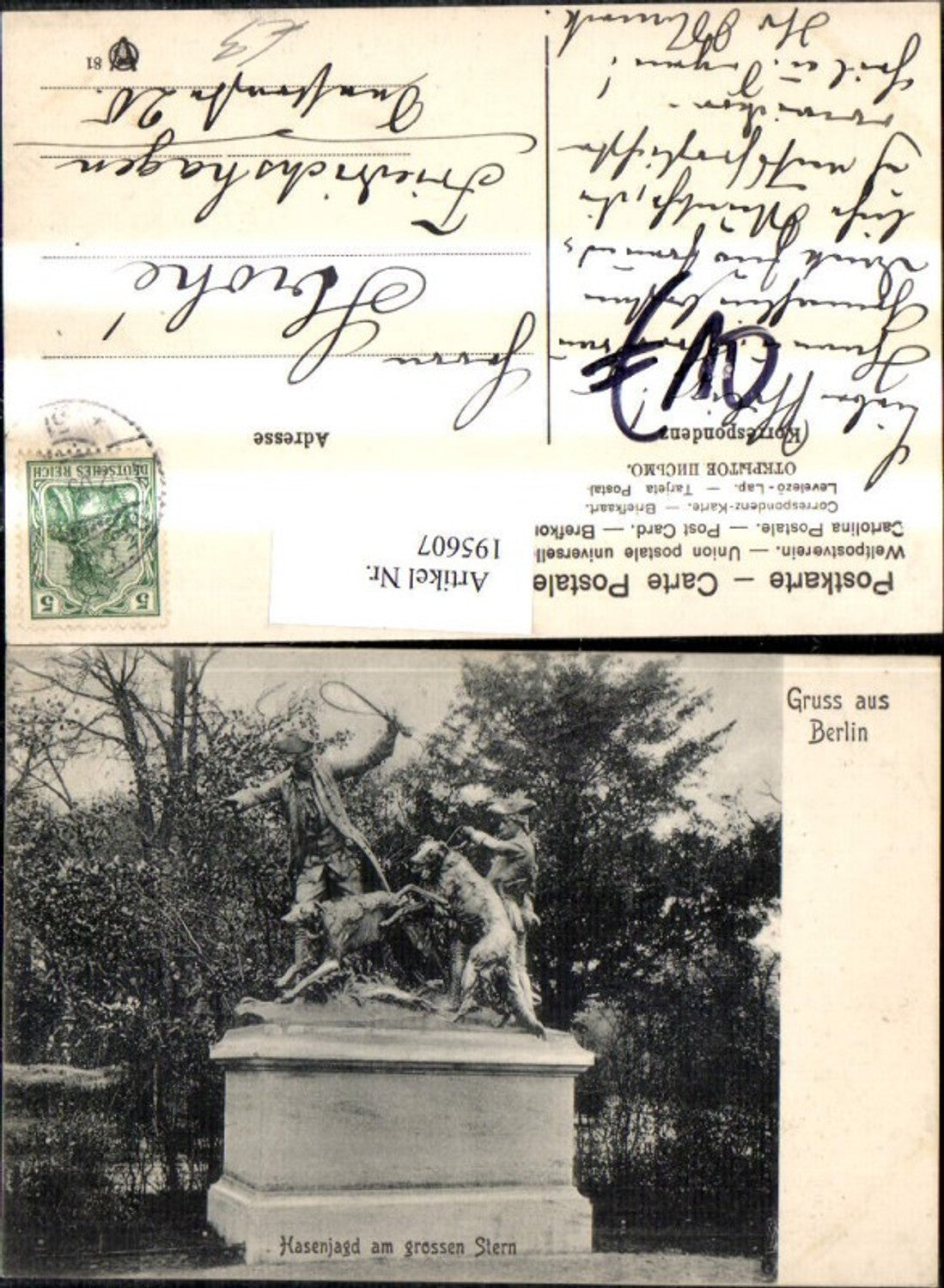 195607,Gruß aus Berlin Hasenjagd am großen Stern Denkmal
