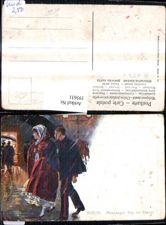 195631,Berlin Messenger Boy im Dienst Regenschirm Uniform pub Albert Frisch