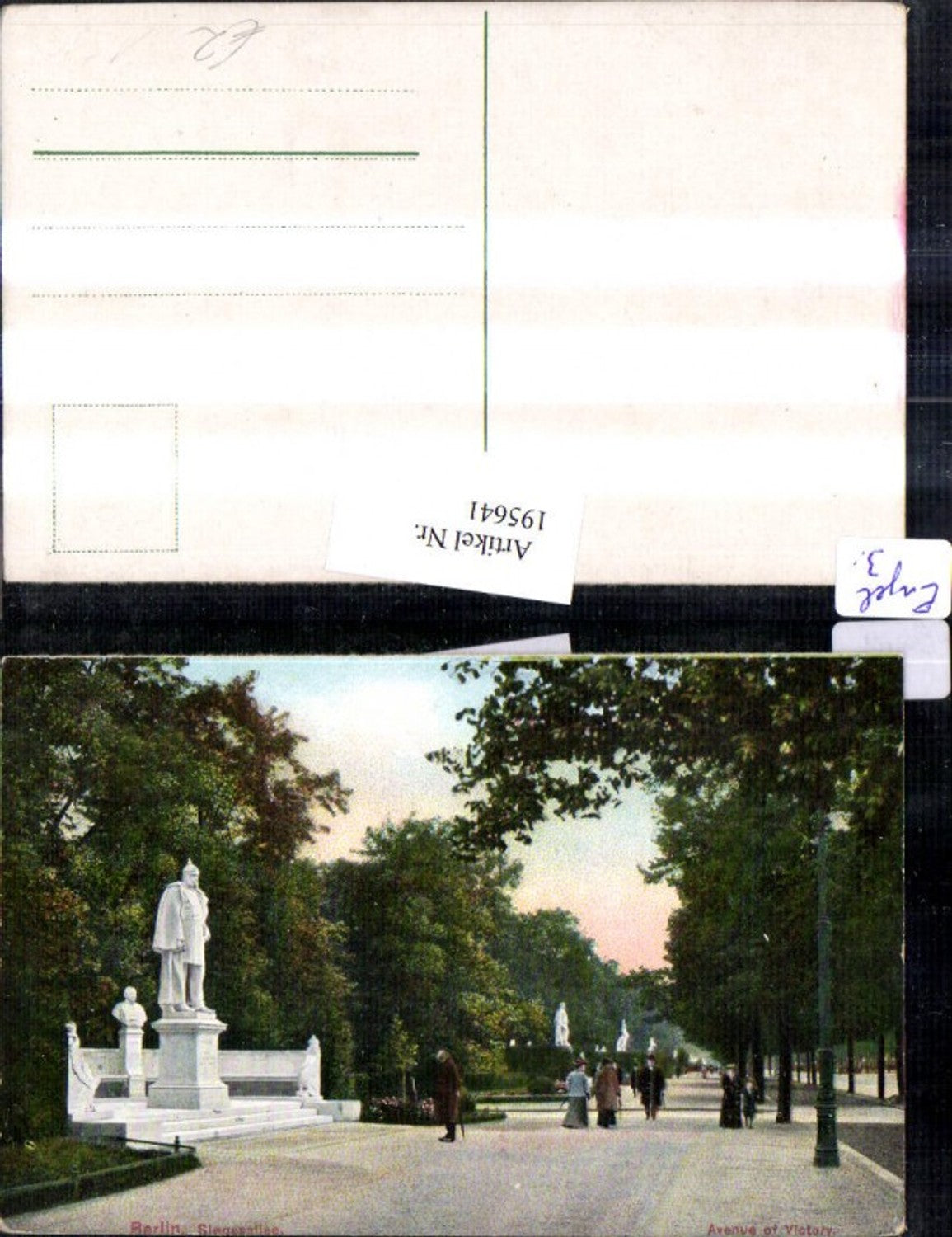 195641,Berlin Siegesallee Allee Statue Soldat m. Pickelhaube