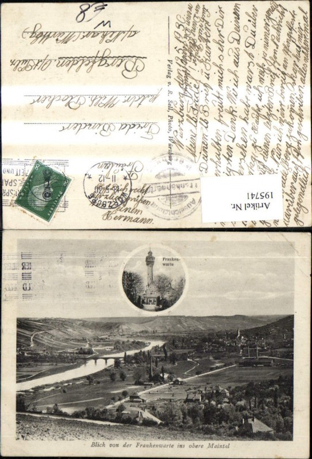 195741,Blick v. d. Frankenwarte ins obere Maintal Totale Warte Mehrbildkarte