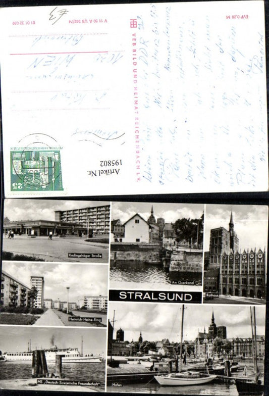 195802,Stralsund Mehrbild Ak Schiffe Dampfer Rathaus Hafen