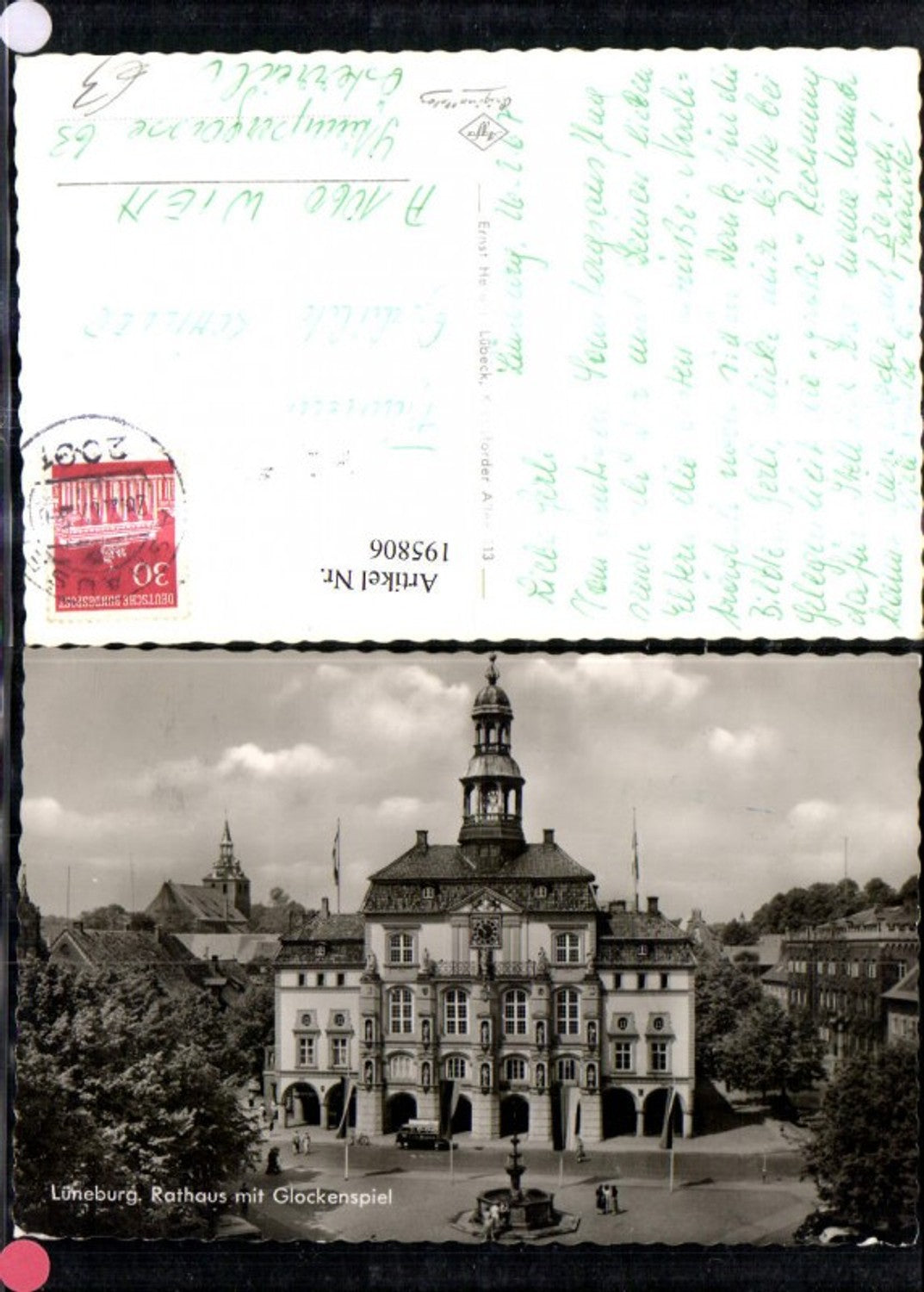 195806,Lüneburg Rathaus m. Glockenspiel Brunnen