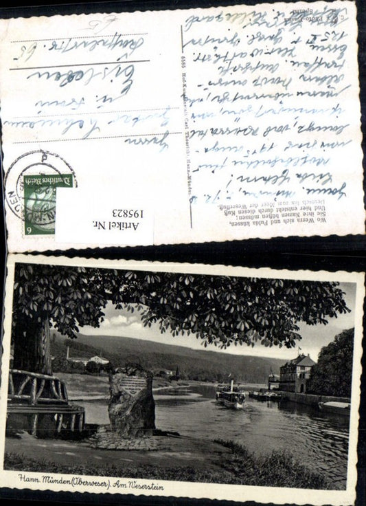 195823,Hann. Münden Oberweser Am Weserstein Schiff Dampfer