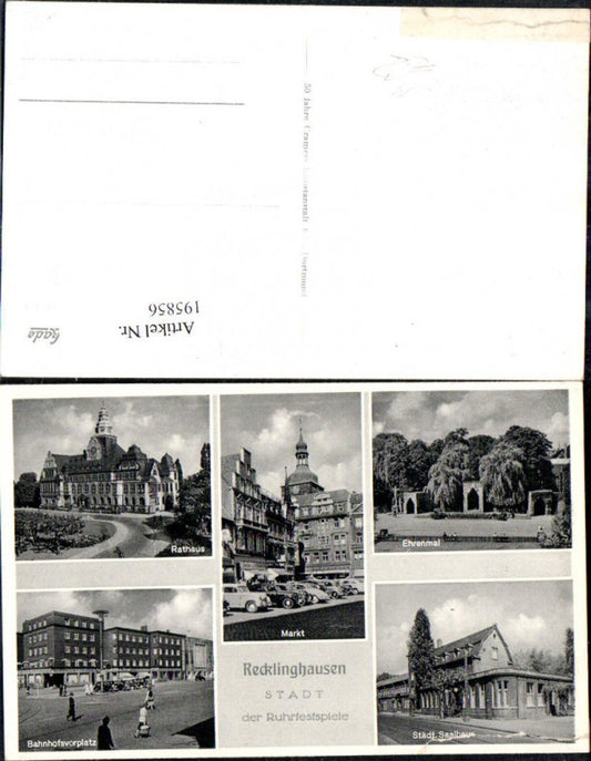 195856,Recklinghausen Mehrbild Ak Bahnhofsvorplatz Rathaus