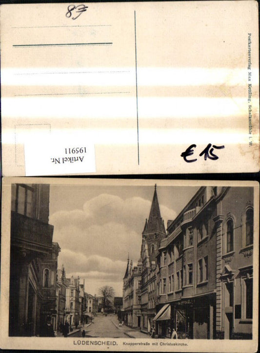 195911,Lüdenscheid Knapperstraße m. Christuskirche Strassenansicht