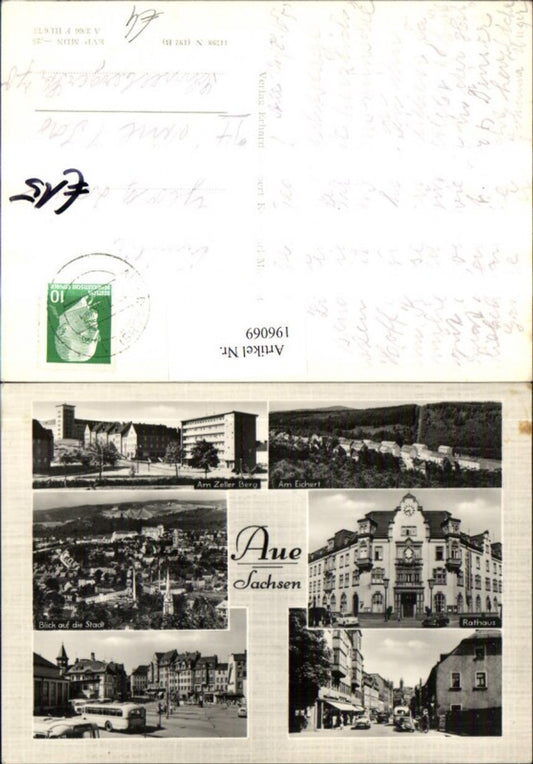 196069,Aue Sachsen Am Zeller Berg Am Eichert Rathaus Blick auf d. Stadt Totale Mehrbildkarte