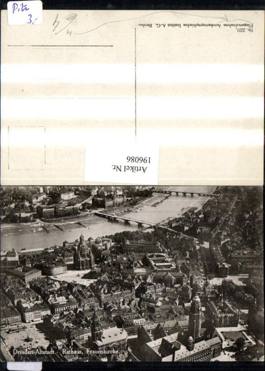 196086,Dresden Altstadt Teilansicht Rathaus Frauenkirche Kirche Fliegeraufnahme Nr. 2221