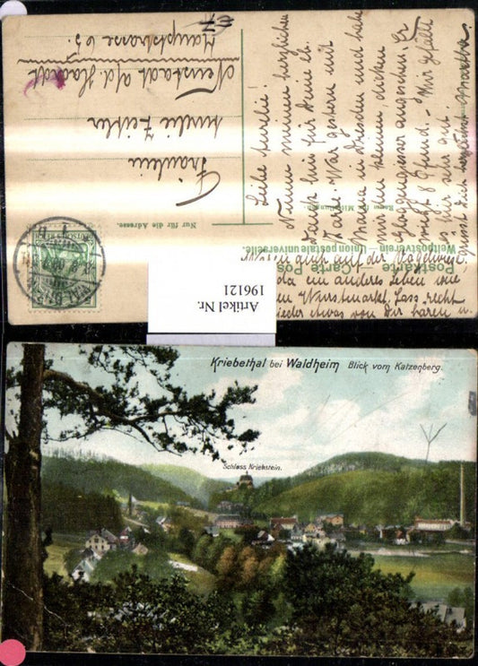 196121,Kriebethal b. Waldheim Totale Blick v. Katzenberg Schloss Kriebstein
