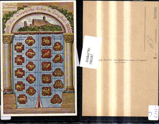 196187, Wartburg Castle Banquet Hall Human life in animal form male and female
