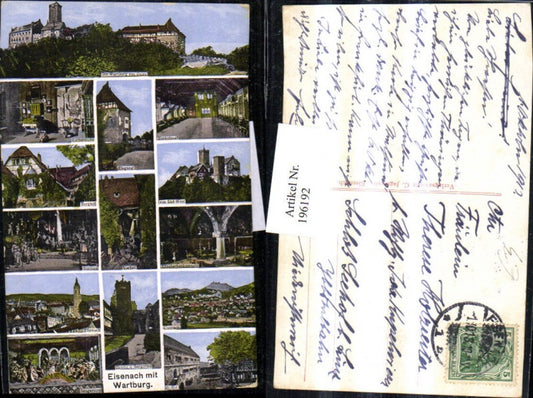 196192, Eisenach with Wartburg Castle, Total view of the castle courtyard, Elisabethenkemnate, armory, castle courtyard, banquet hall, multi-view postcard