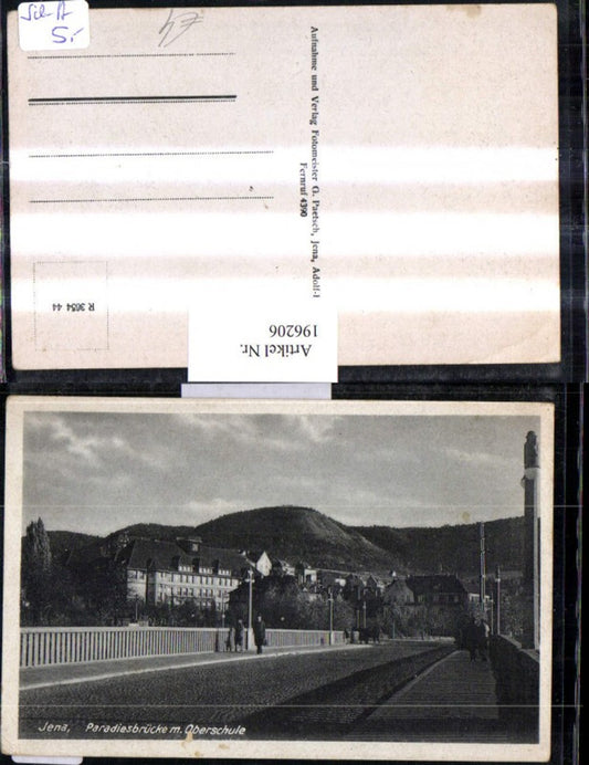 196206, Jena Paradiesbrücke Bridge with high school